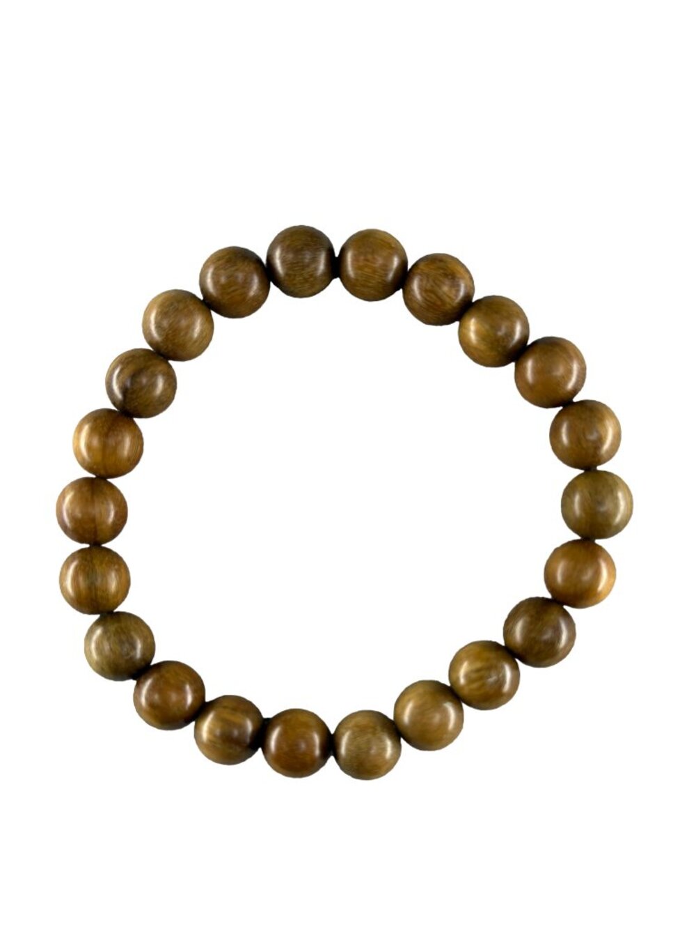 Natural Green Sandalwood Beaded Bracelet 8mmx22 Stretch Wooden Jewelry 7.7g